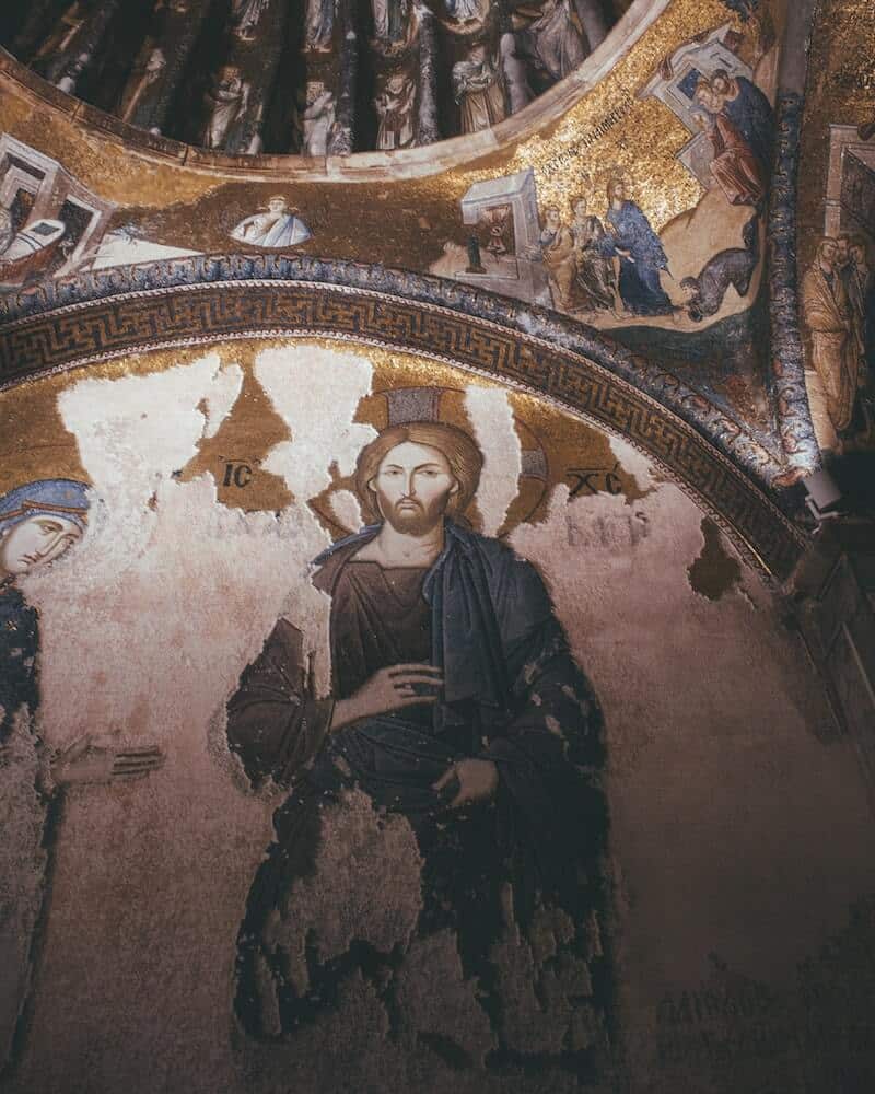 a mural of Jesus