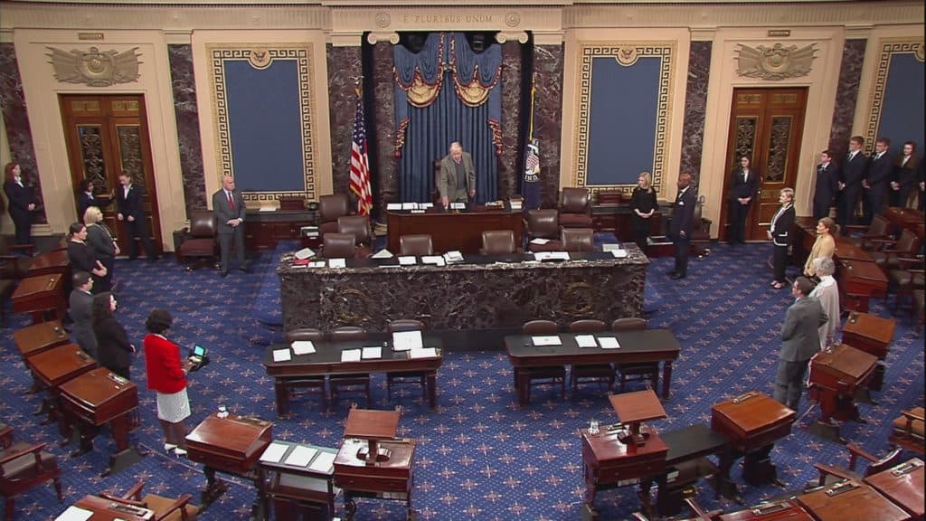 Arguments about climate change take place on the floor of the United States senate