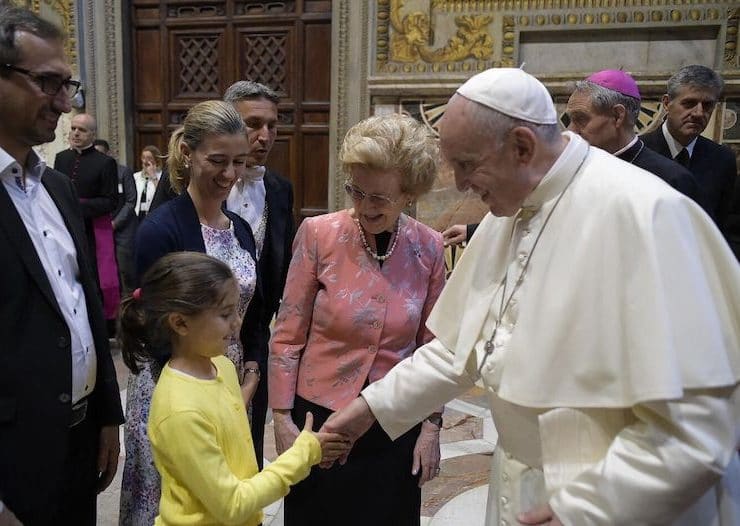 CAPP president's and members' families greet Pope Francis at a CAPP International Conference at the Vatican.